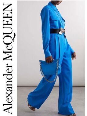 Alexander McQueen Double Pleat Wide Leg Pant